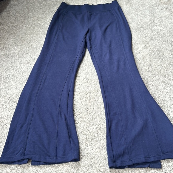 Anthropologie Daily Practice Navy Wide-leg Slit Casual Pants - Picture 2 of 7